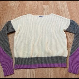 Purple gray and white knit sweater